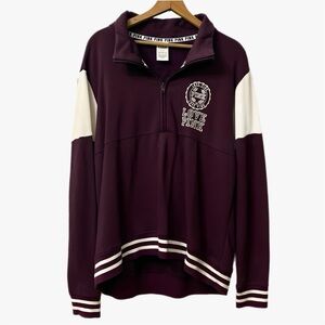 PINK Victorias Secret Half Zip Varsity Pullover Sweatshirt Women’s Size Large